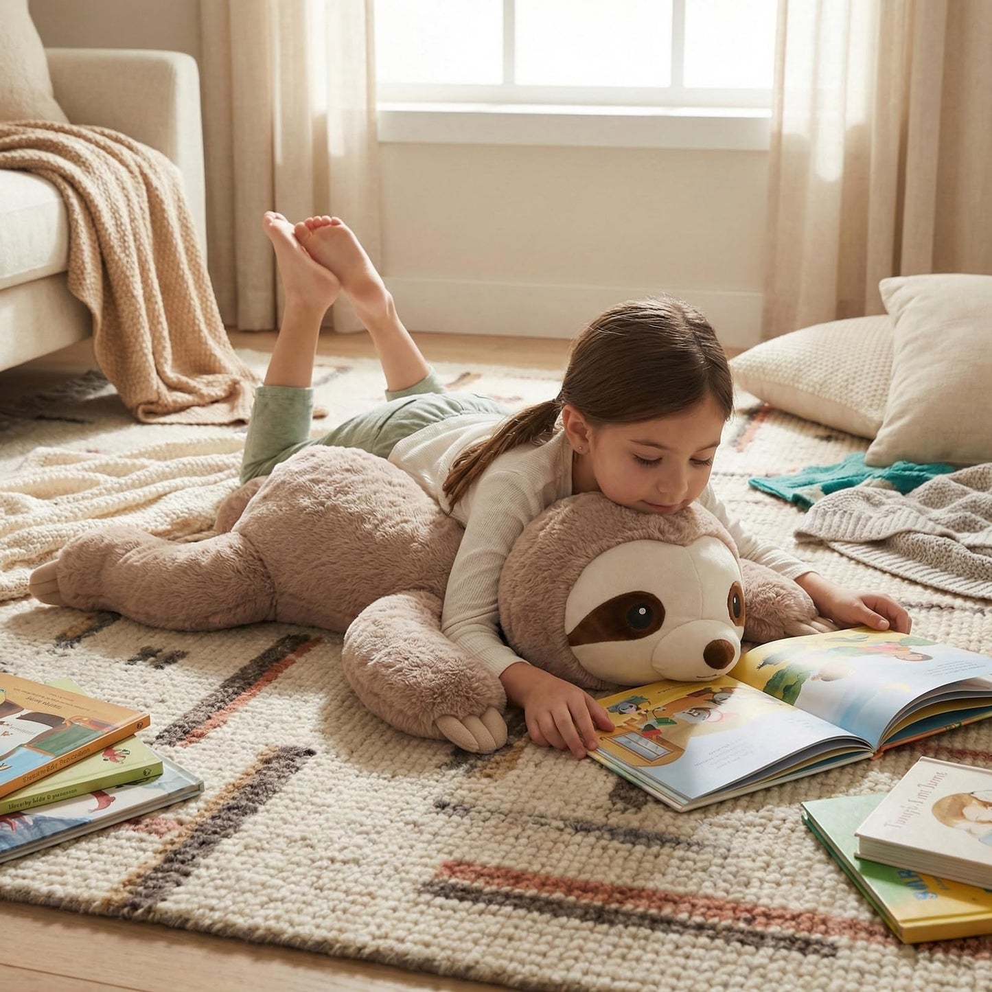 WEIGEDU Large Weighted Sloth Plush – 28in, 5lb with Removable Weight Pack