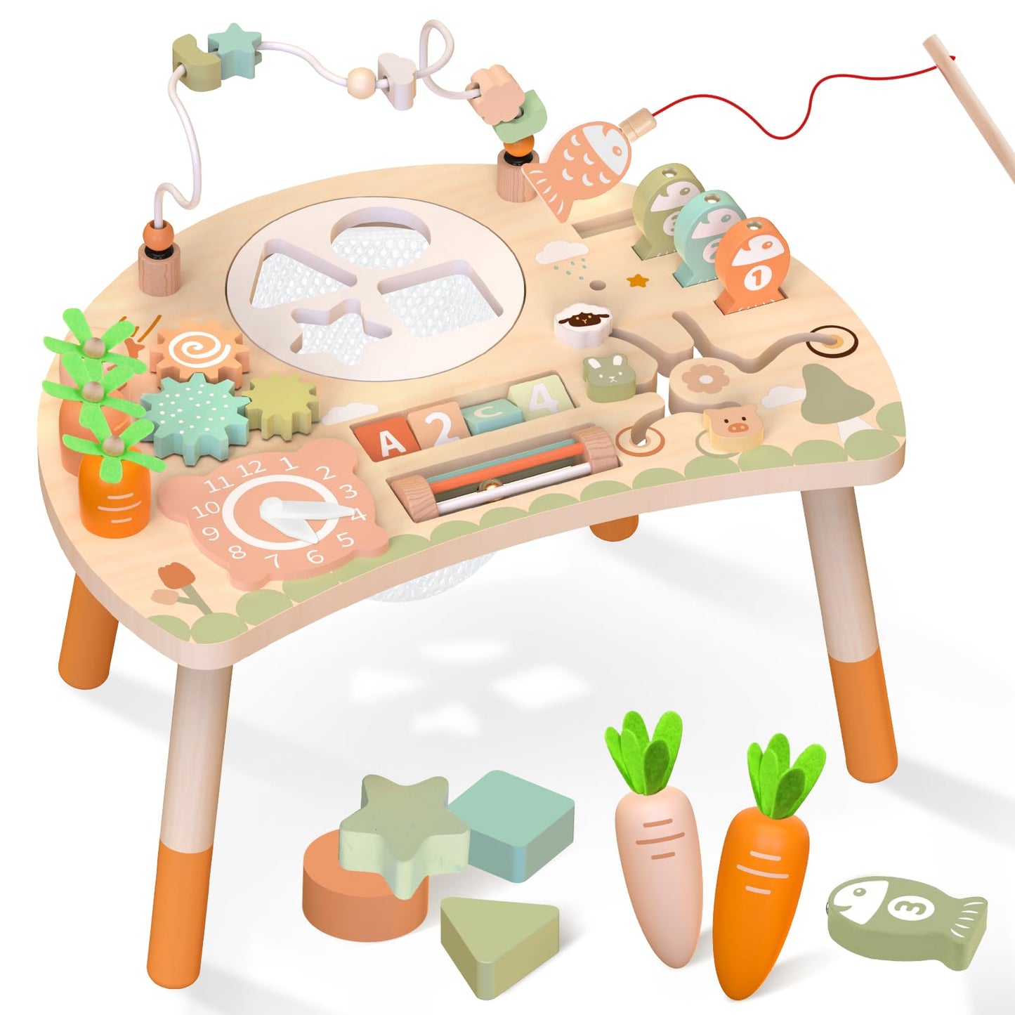 Weilim Activity Table: 9-in-1 Wooden Montessori Toy for Toddlers