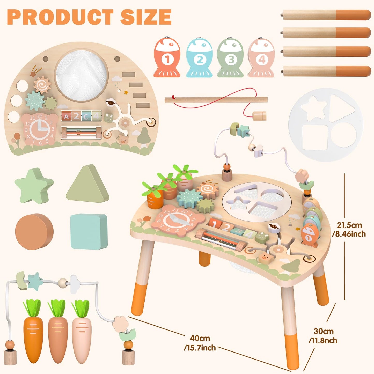 Weilim Activity Table: 9-in-1 Wooden Montessori Toy for Toddlers