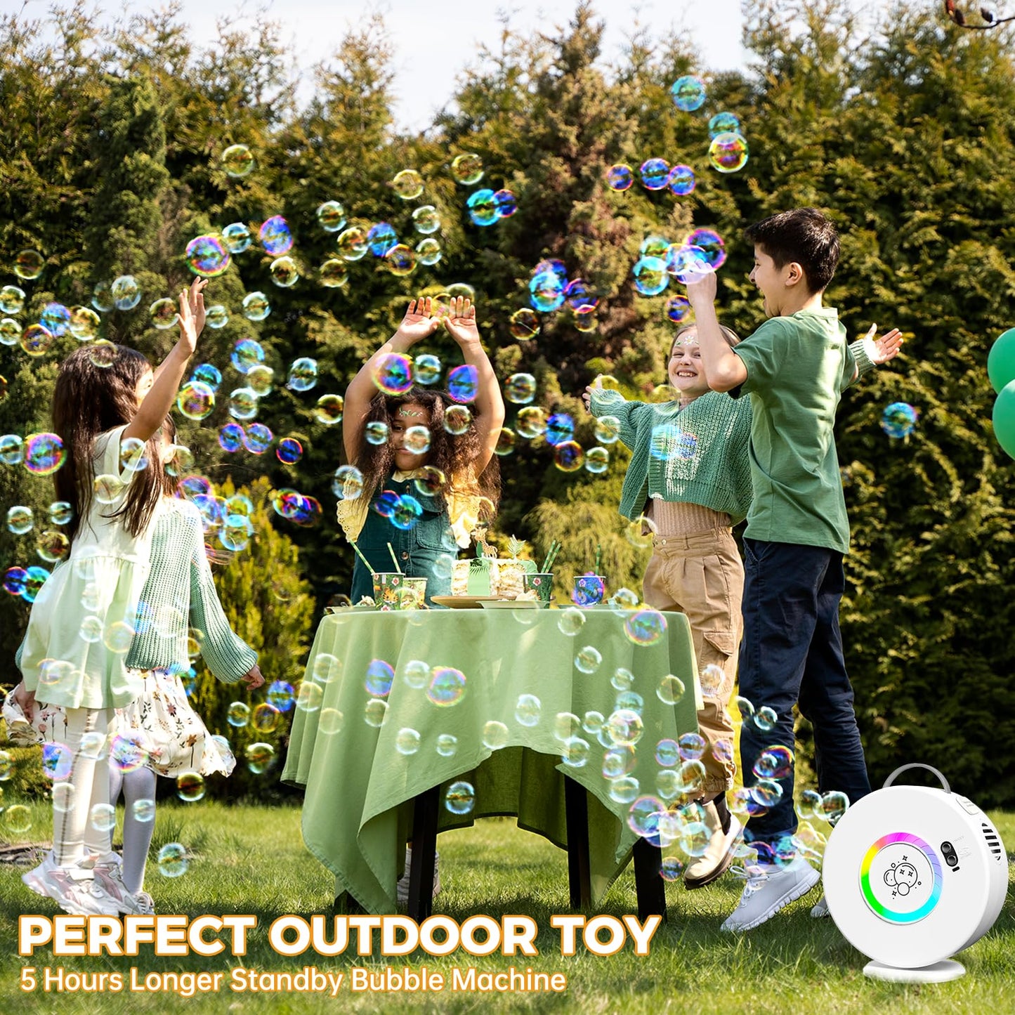 Weilim Bubble Machine – 360° LED Bubble Blower with Rechargeable Battery
