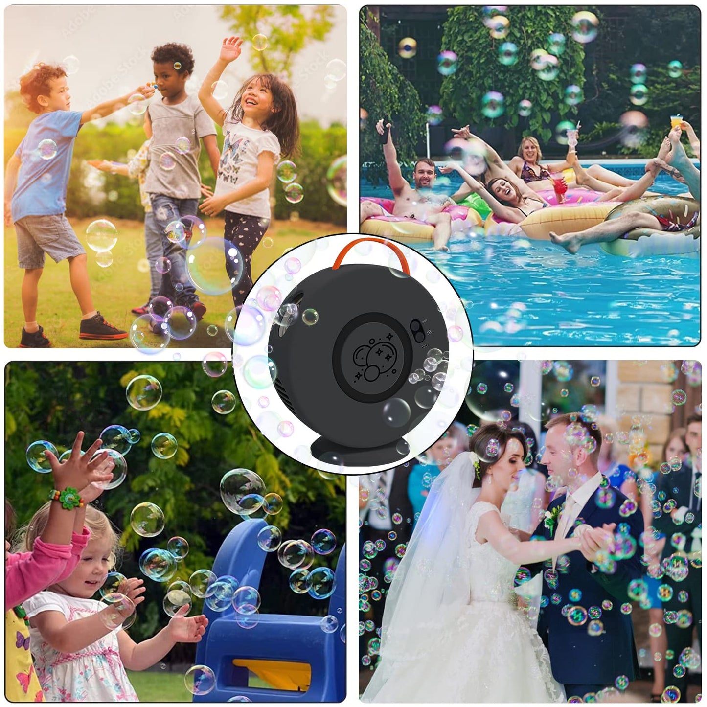 Weilim Bubble Machine — Auto Rotating Bubble Blower for Kids, 90°/360° Rotation