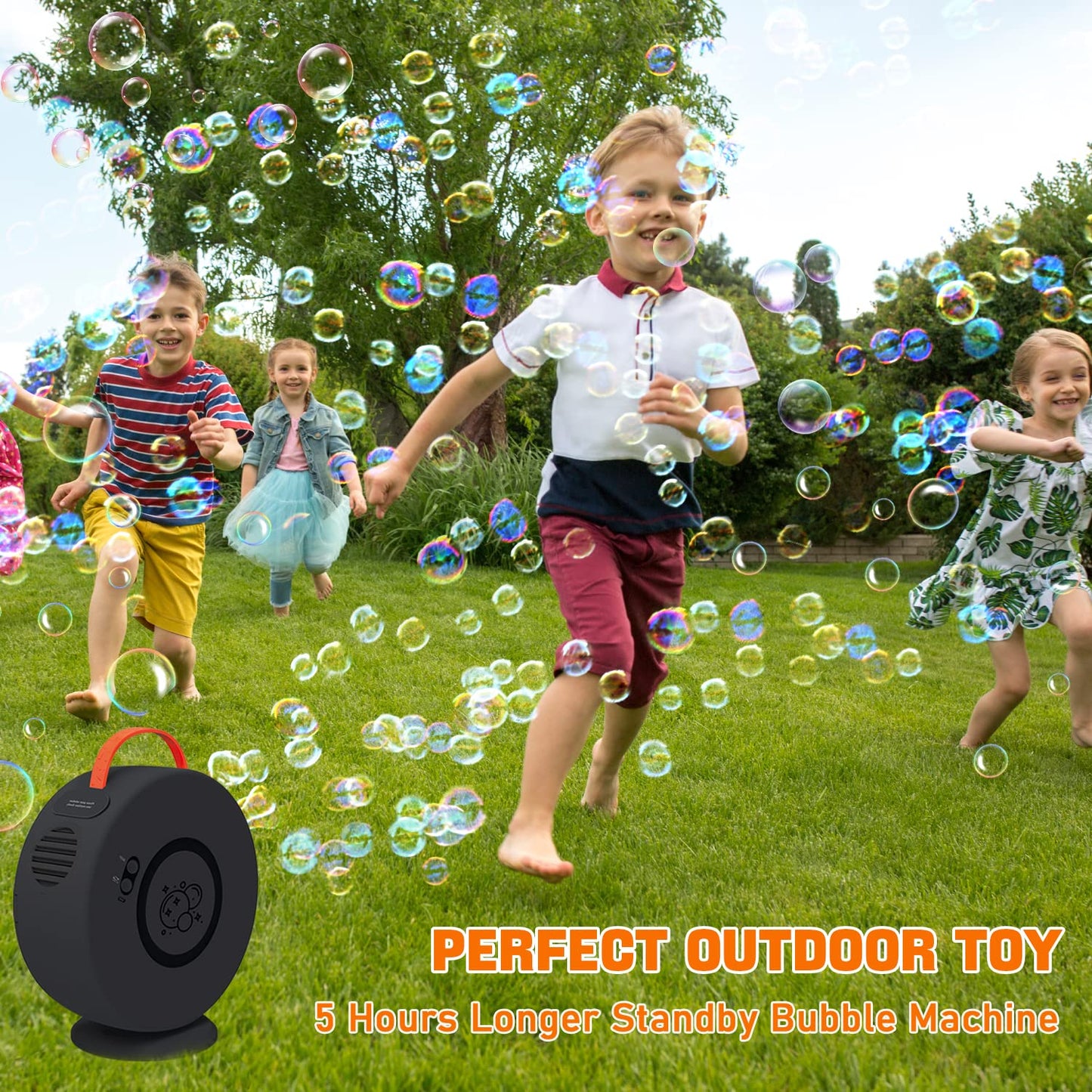 Weilim Bubble Machine — Auto Rotating Bubble Blower for Kids, 90°/360° Rotation