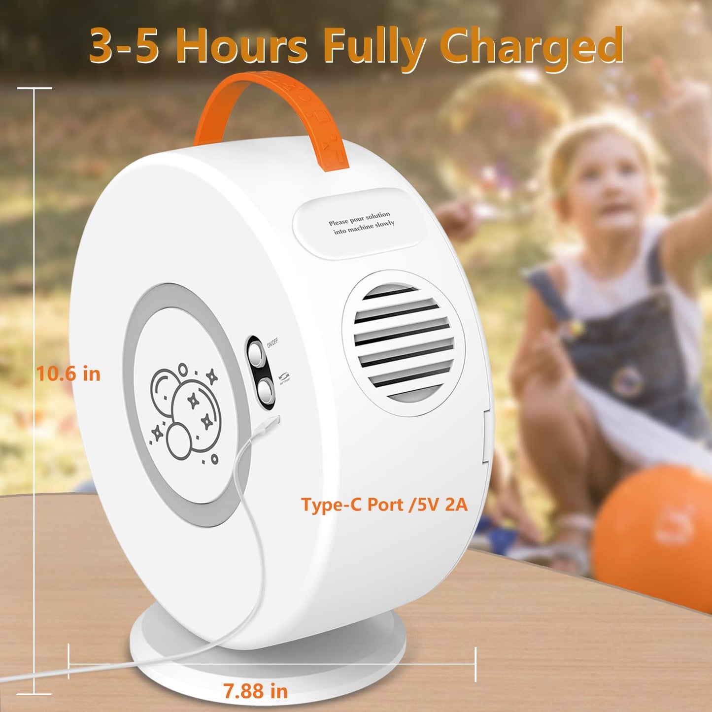 Weilim Bubble Machine: Automatic 90°/360° Bubble Blower for Kids, Rechargeable & Portable