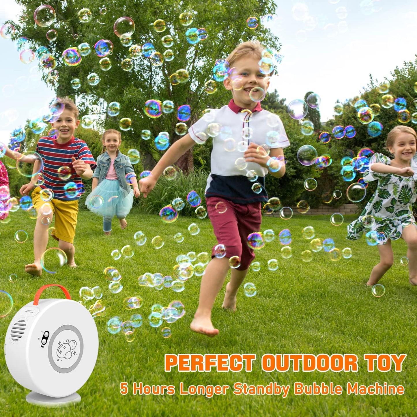 Weilim Bubble Machine: Automatic 90°/360° Bubble Blower for Kids, Rechargeable & Portable