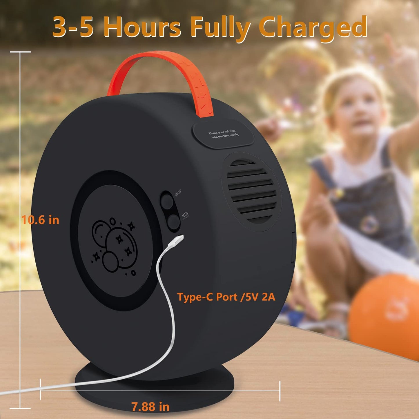 Weilim Bubble Machine — Auto Rotating Bubble Blower for Kids, 90°/360° Rotation