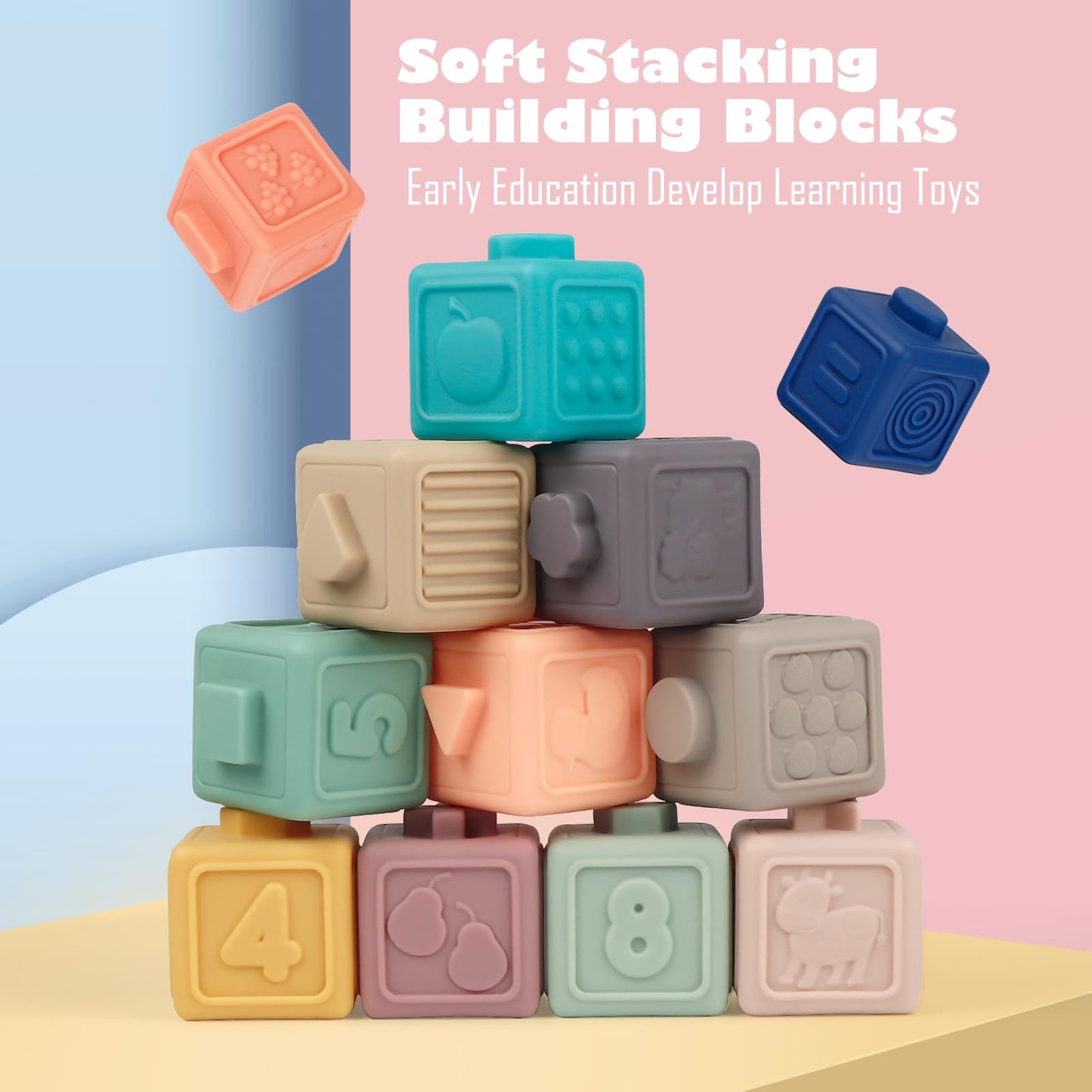 Weilim Montessori Soft Stacking Blocks 3-in-1 Baby Toy Bundle | Teething, Bath & Early Learning