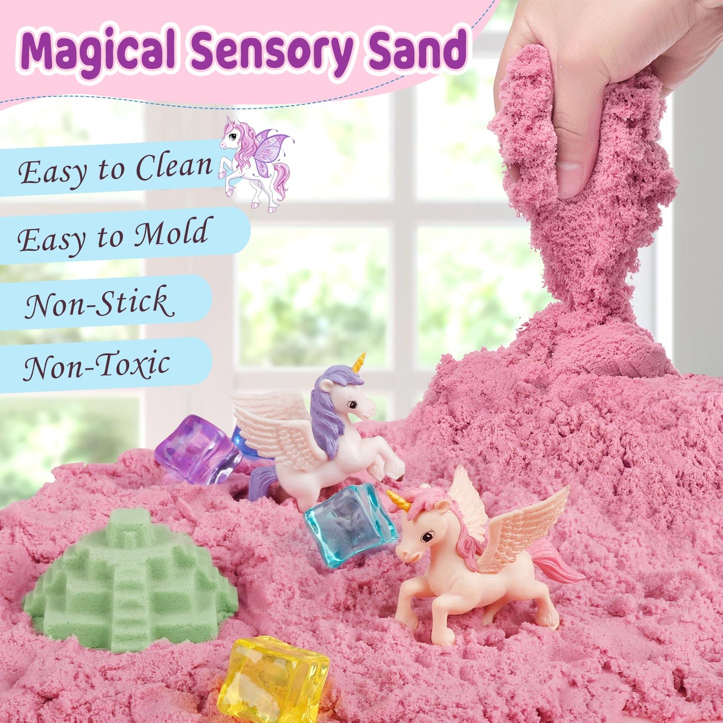 Weilim Unicorn Sensory Bin – Magic Sand Art Kit for Kids (Ages 3+)