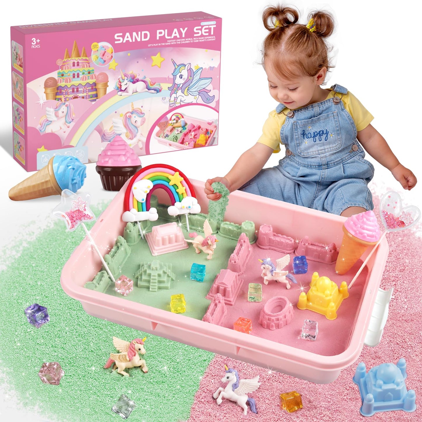 Weilim Unicorn Sensory Bin – Magic Sand Art Kit for Kids (Ages 3+)