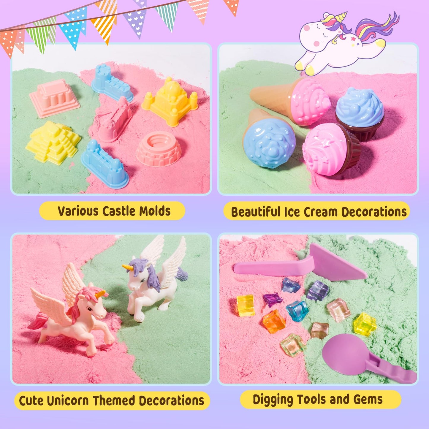 Weilim Unicorn Sensory Bin – Magic Sand Art Kit for Kids (Ages 3+)