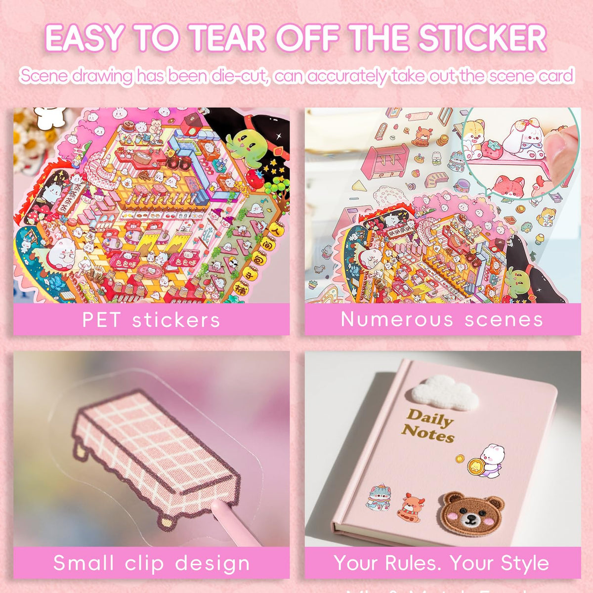 WEINSYT 3D Sticker Scene Book - 2-Book Set for Adults | DIY Kit with Tools Included