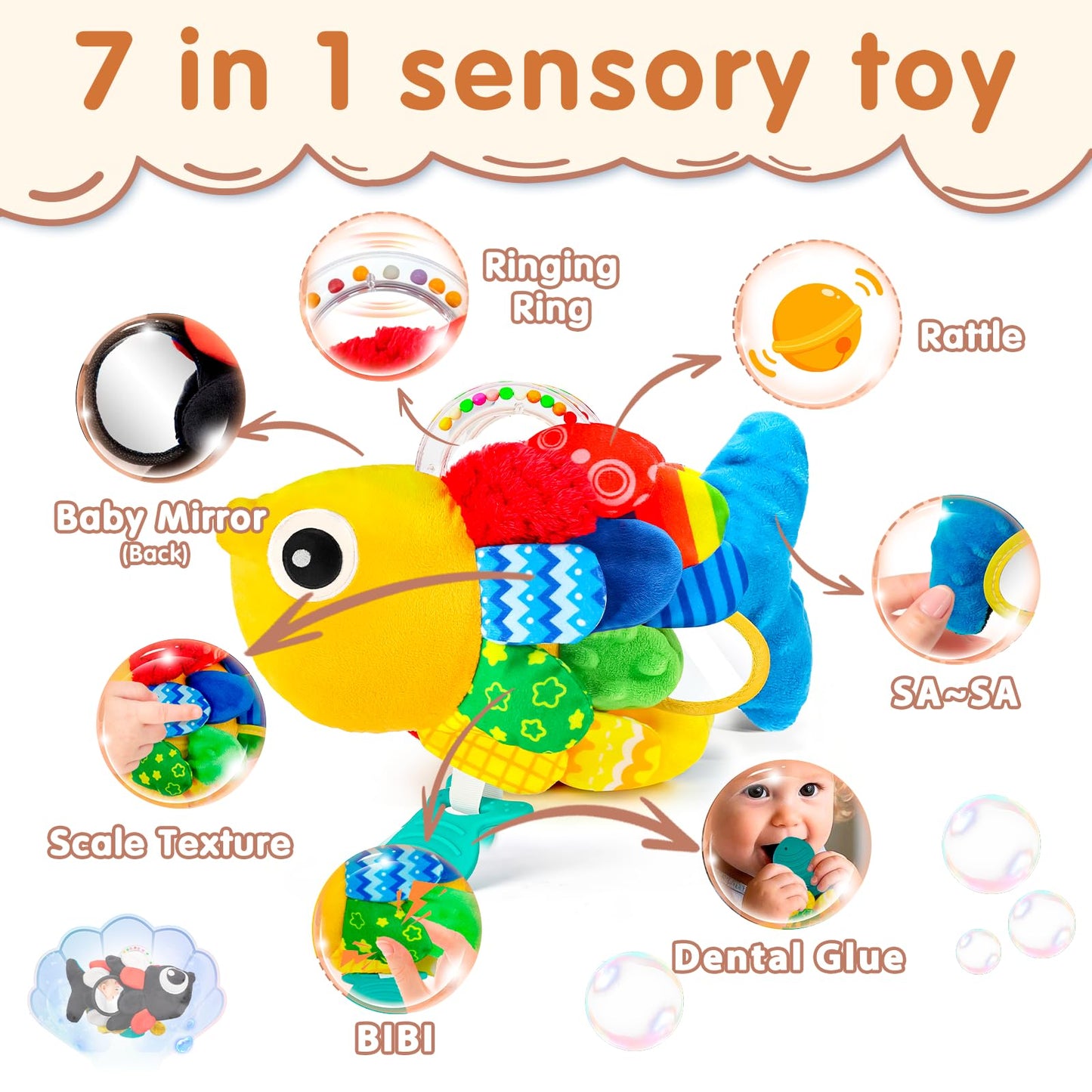 Weirtoya Baby Rattles & Teething Toys (0-6 Months) | Sensory Beads, Mirror & Tummy Time