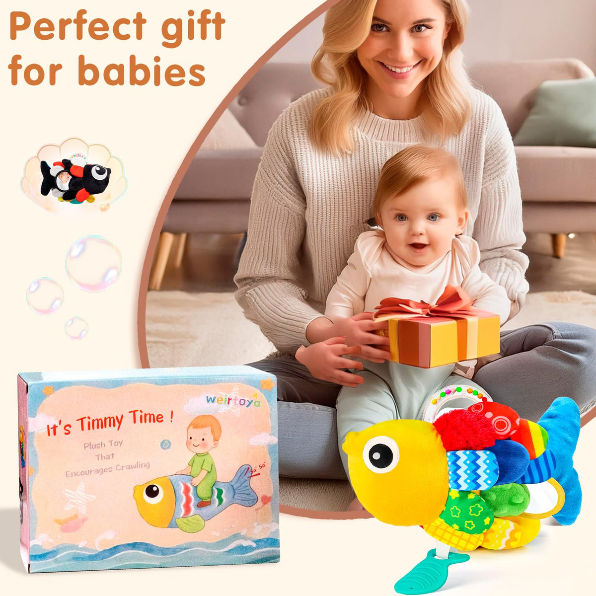 Weirtoya Baby Rattles & Teething Toys (0-6 Months) | Sensory Beads, Mirror & Tummy Time