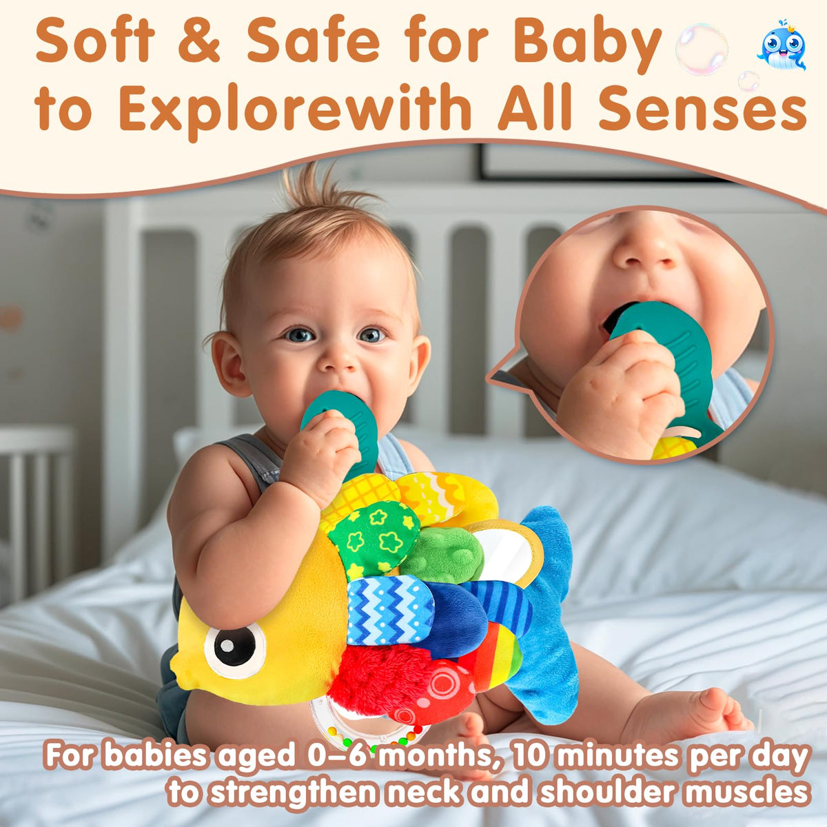 Weirtoya Baby Rattles & Teething Toys (0-6 Months) | Sensory Beads, Mirror & Tummy Time