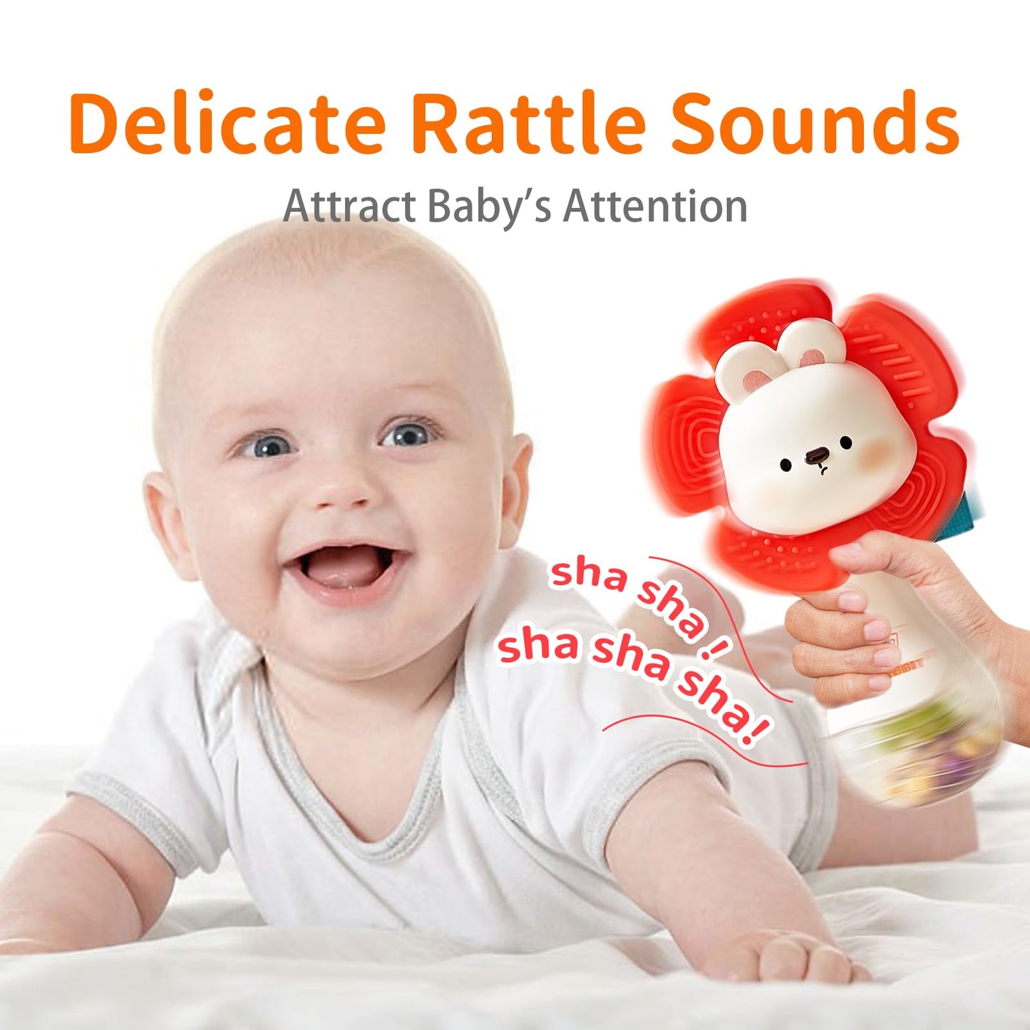weirtoya 2-Pack Baby Rattles & Teething Toys for 0-6 Months – Sensory Shaker & Montessori Toy