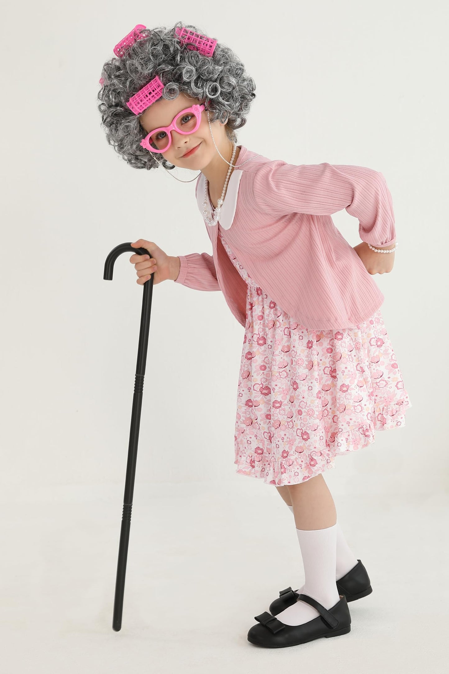 Weixinbuy Old Lady Costume for Kids – 12-Piece Dress Up Set (5-7Y)