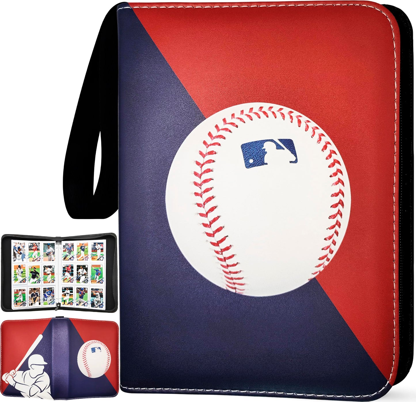 Welcomeella Baseball Card Binder 900 Pockets – 50 Sleeves, 3-Ring Zipper Organizer