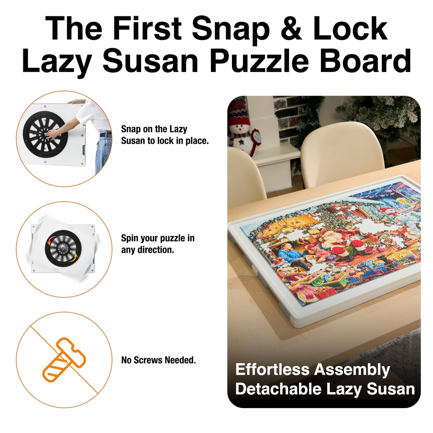 WelGEE 1000-Piece Rotating Puzzle Board with Drawers & Cover | 30x22in