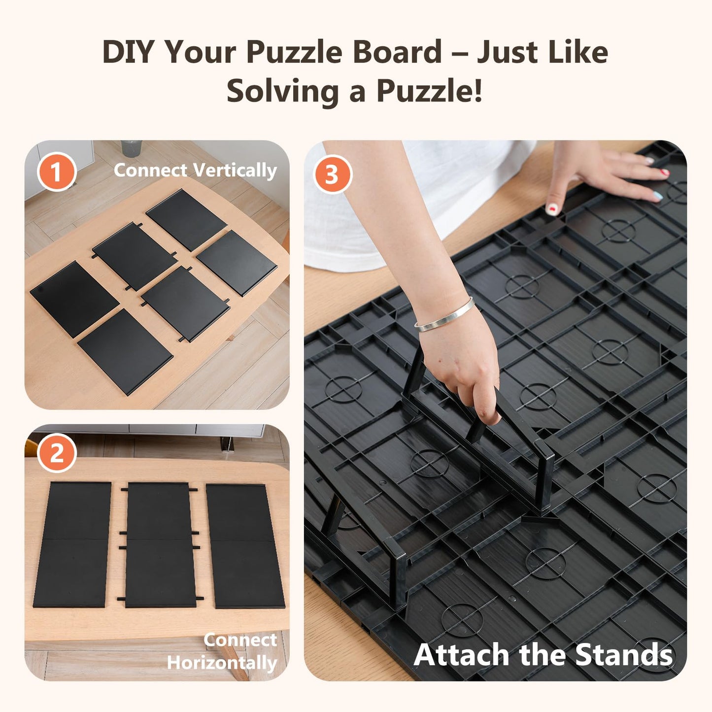 WELGEE 1000-Piece Tilting Puzzle Board with Stand – 31x24 Lightweight Puzzle Table