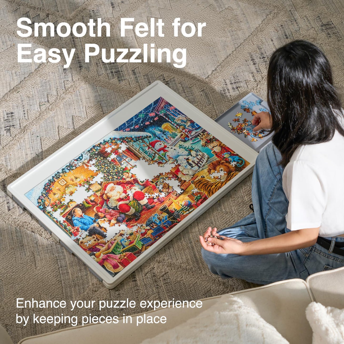 WelGEE 1000-Piece Rotating Puzzle Board with Drawers & Cover | 30x22in