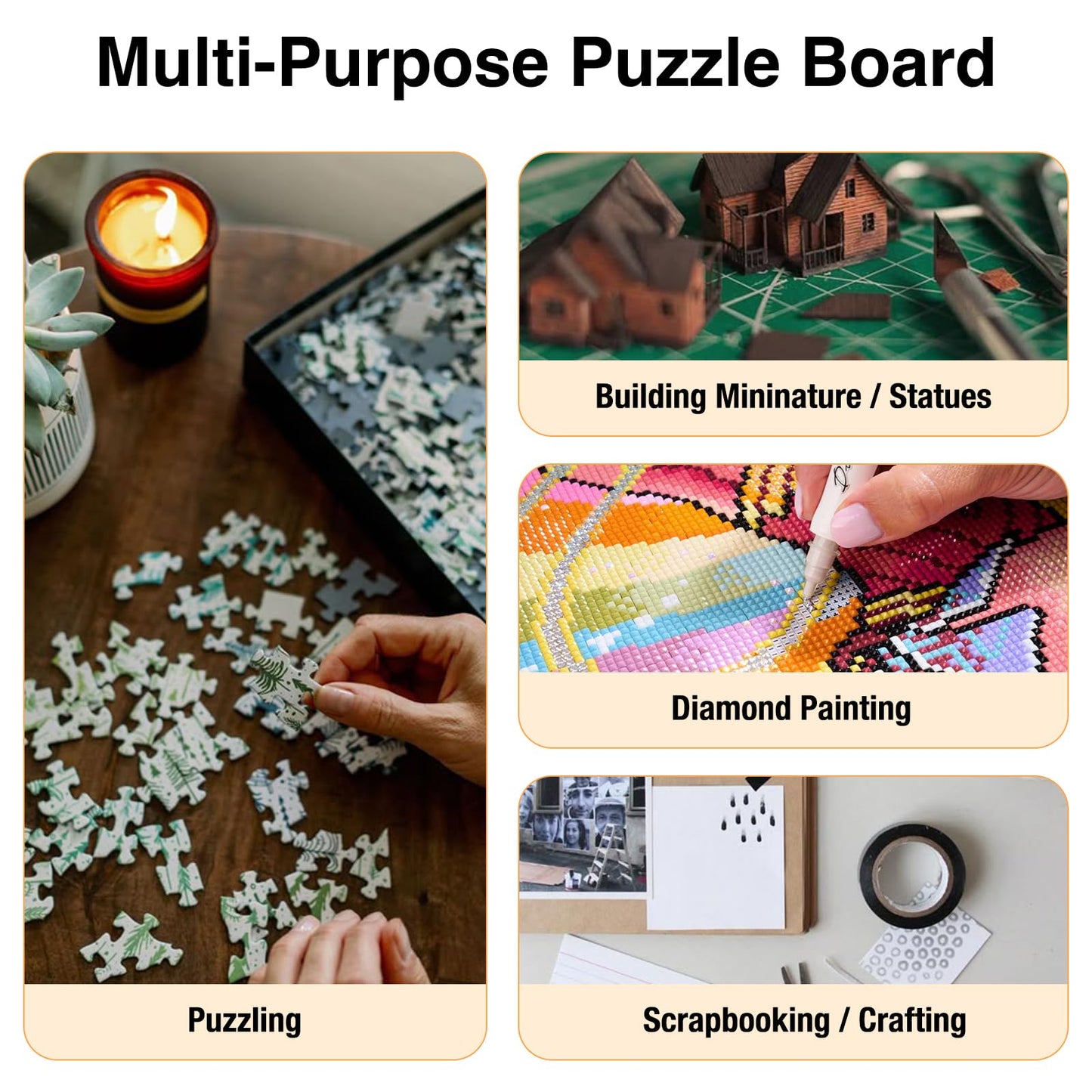 WelGEE 1000-Piece Rotating Puzzle Board with Drawers & Cover | 30x22in