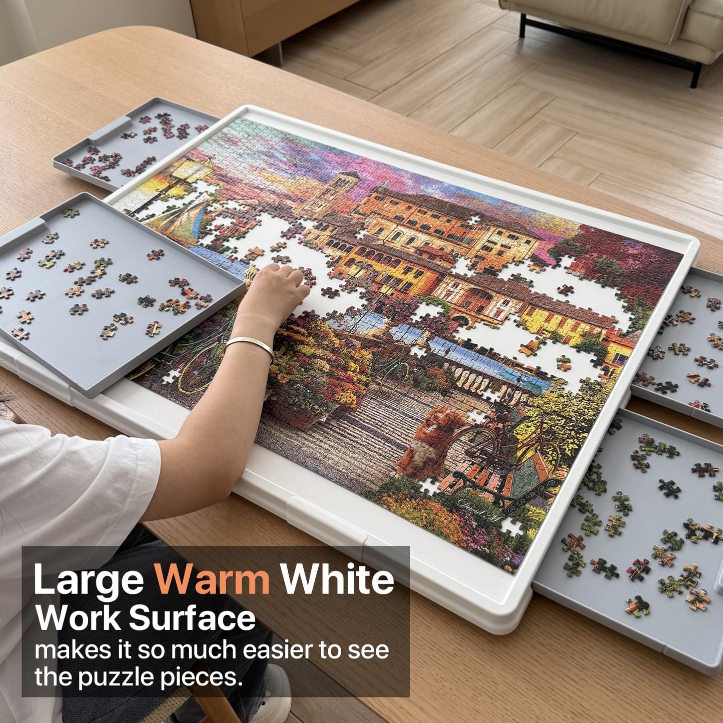 WELGEE 1500-Piece Tilt & Rotate Puzzle Board — 35x27 Portable Jigsaw Table with Drawers