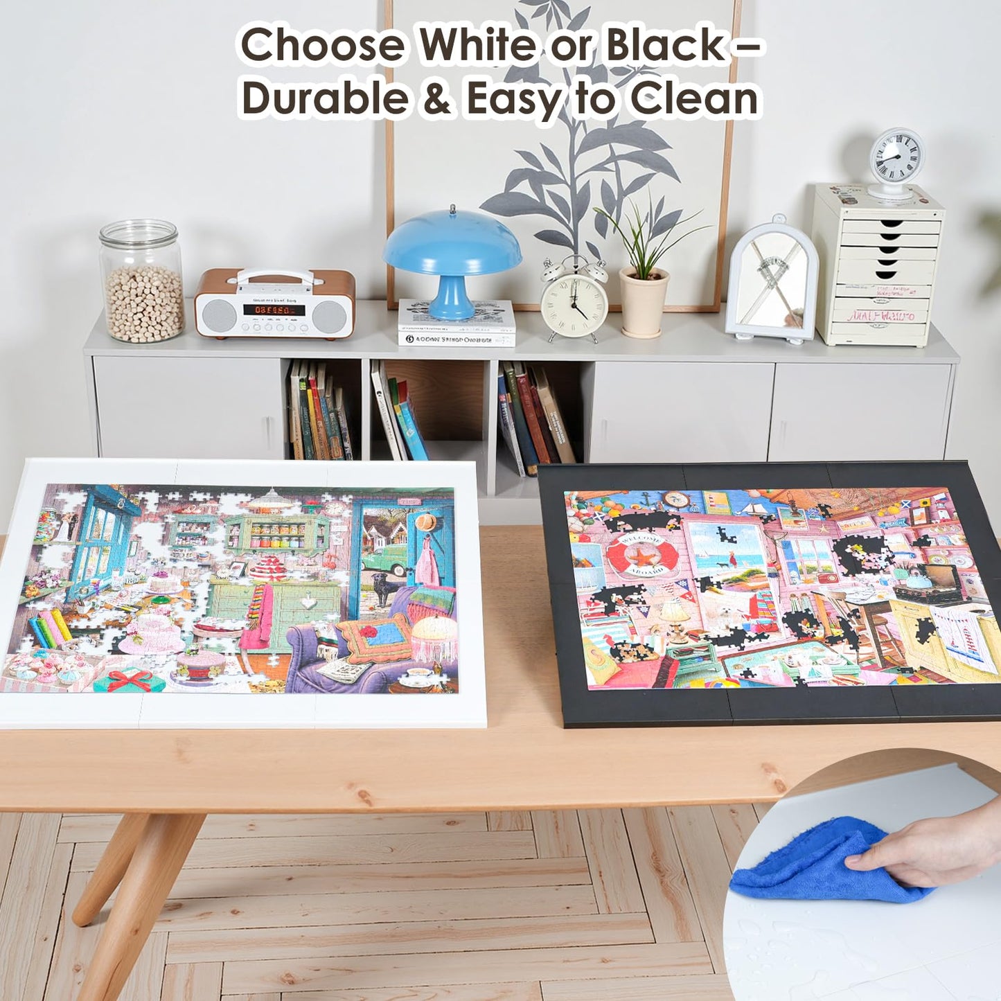 WELGEE 1000-Piece Tilting Puzzle Board with Stand | Lightweight 31x24in Puzzle Table