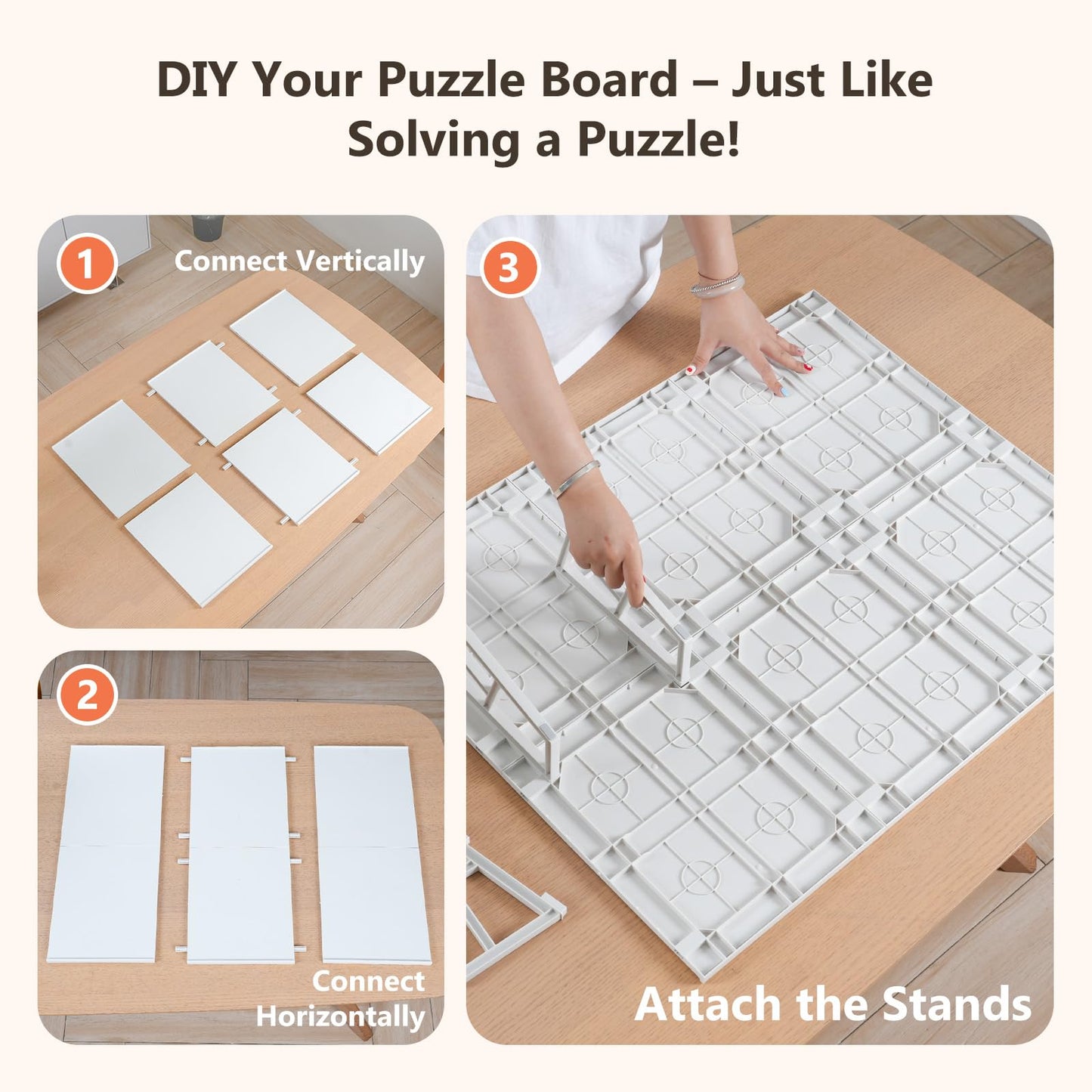 WELGEE 1000-Piece Tilting Puzzle Board with Stand | Lightweight 31x24in Puzzle Table