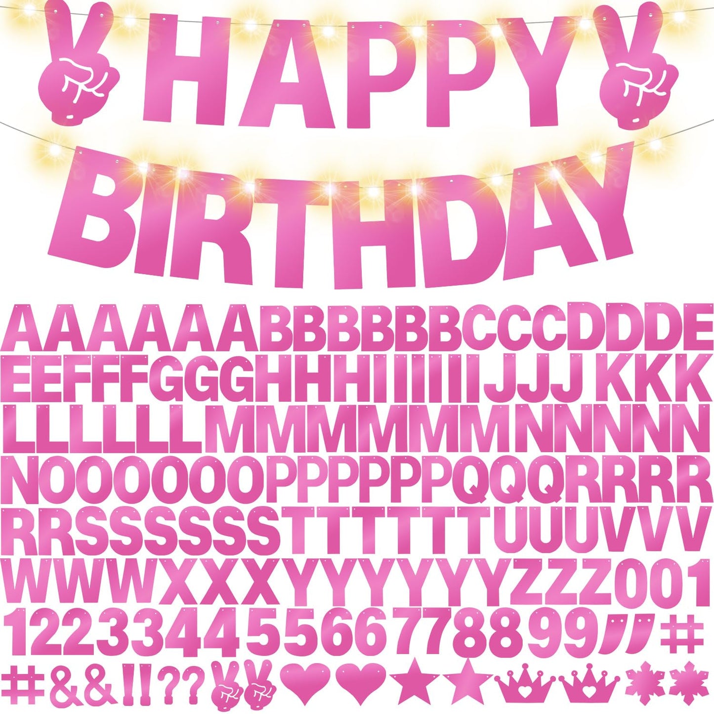 WELITTCON 175Pcs DIY Glitter Banner Kit for Birthday & Party Decor