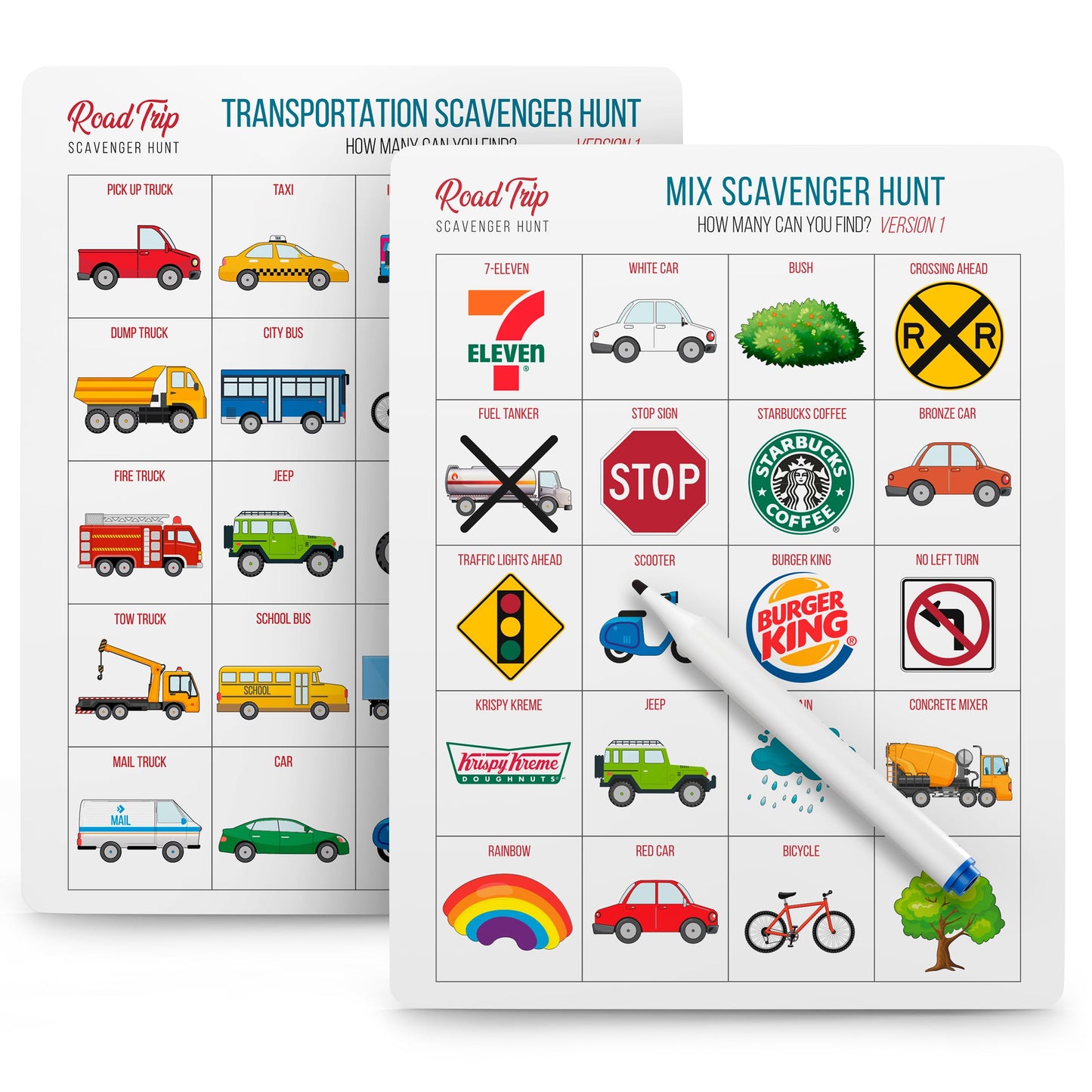 WELL BALANCED Car Bingo – Road Trip Essentials for Kids Ages 4-8