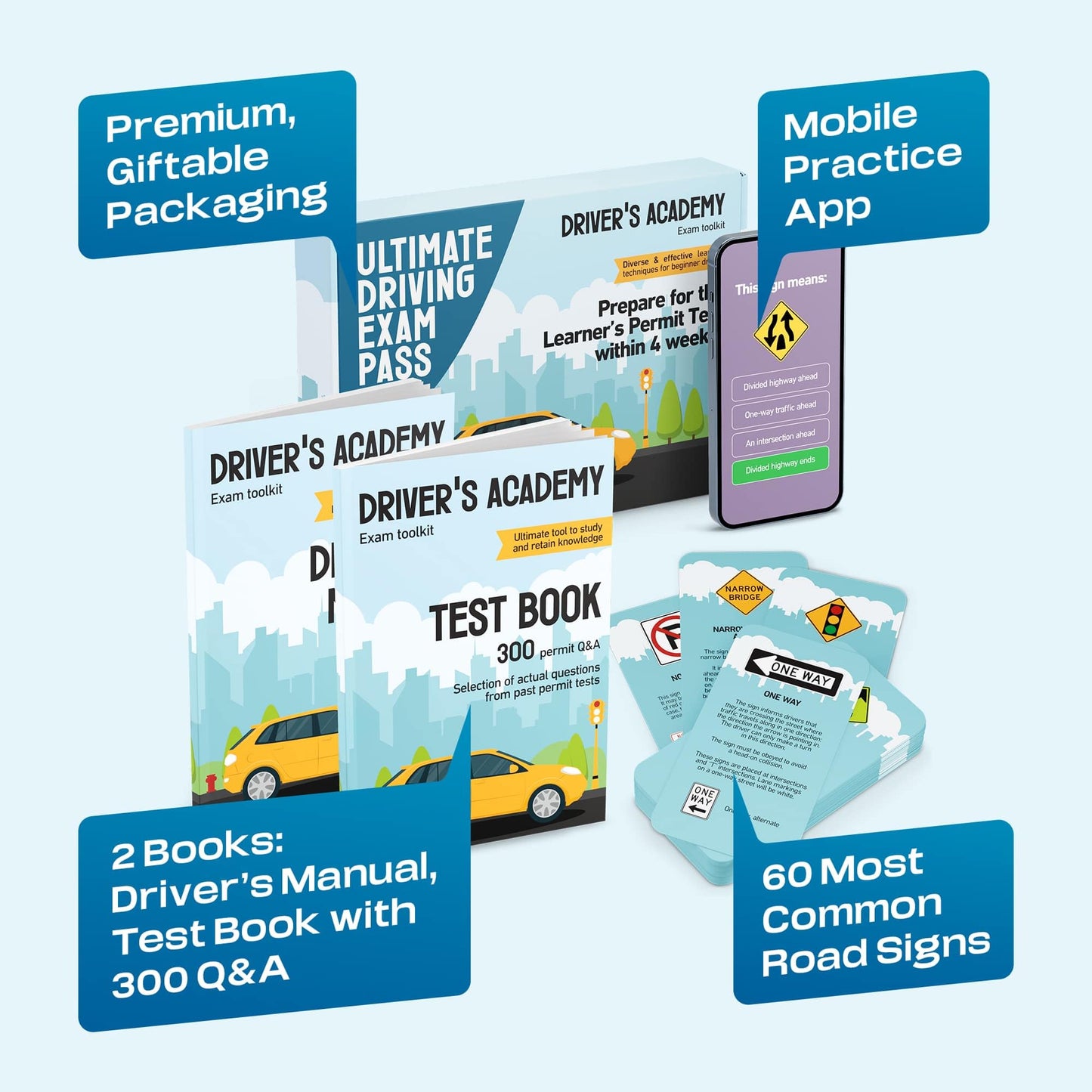 WELL BALANCED Driving Exam Pass Kit for Teens (15-18) | All-in-One Driver's Study Gift