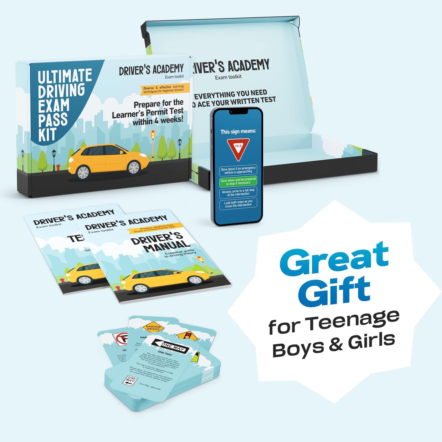 WELL BALANCED Driving Exam Pass Kit for Teens (15-18) | All-in-One Driver's Study Gift