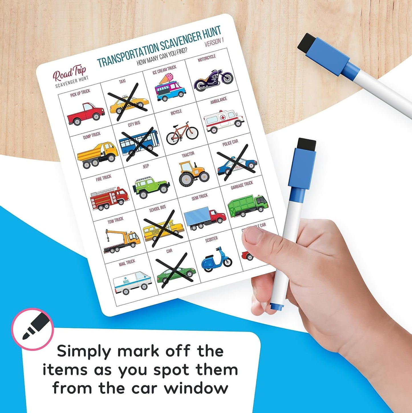 WELL BALANCED Car Bingo – Road Trip Essentials for Kids Ages 4-8