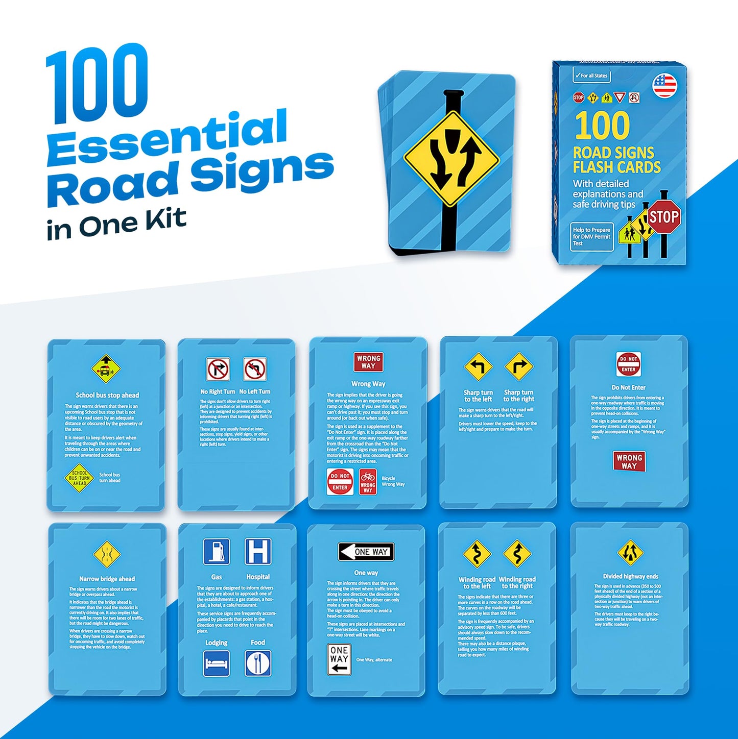 WELL BALANCED Road Signs Flash Cards – DMV Permit Test Prep