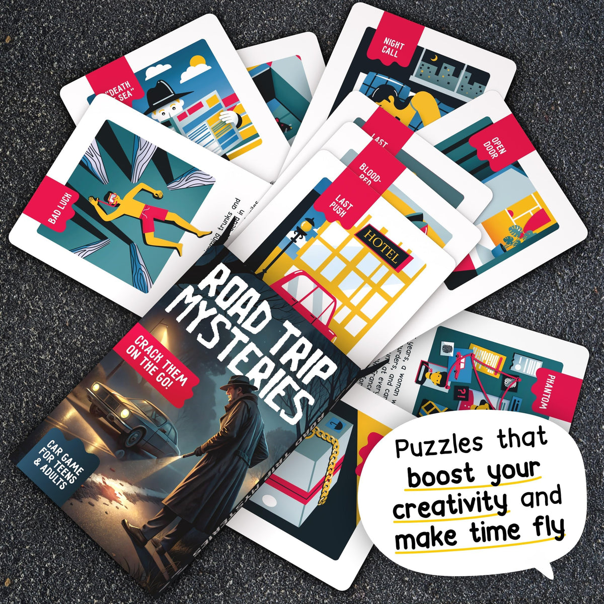 WELL BALANCED Road Trip Mysteries – Car Game for Adults & Teens | Travel Essentials