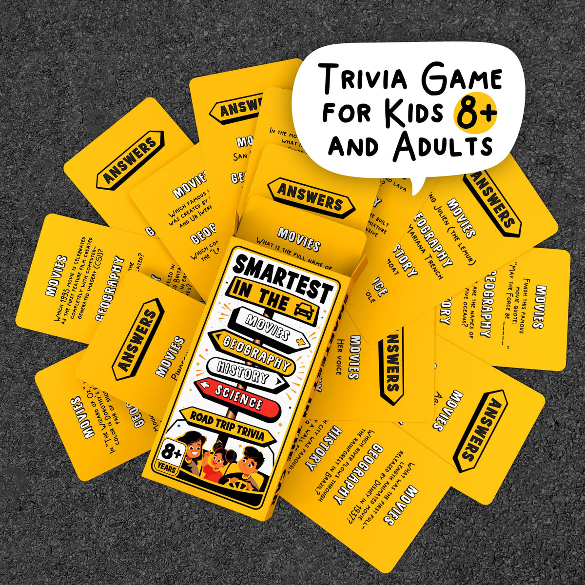 WELL BALANCED Road Trip Trivia – Family Car Games for Ages 8+ | 140 Questions