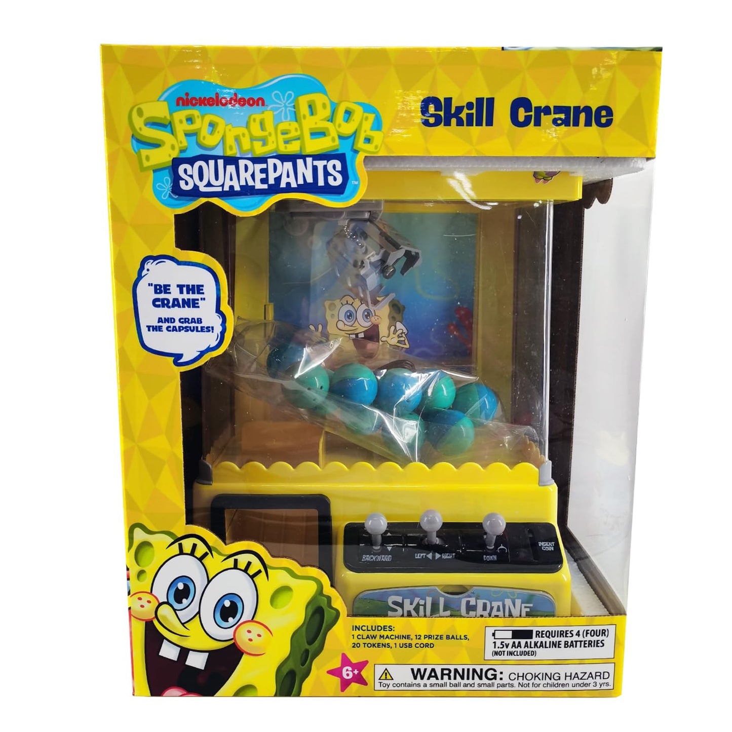 Well Played SpongeBob Skill Crane Game – Home Arcade Claw for Kids 6+
