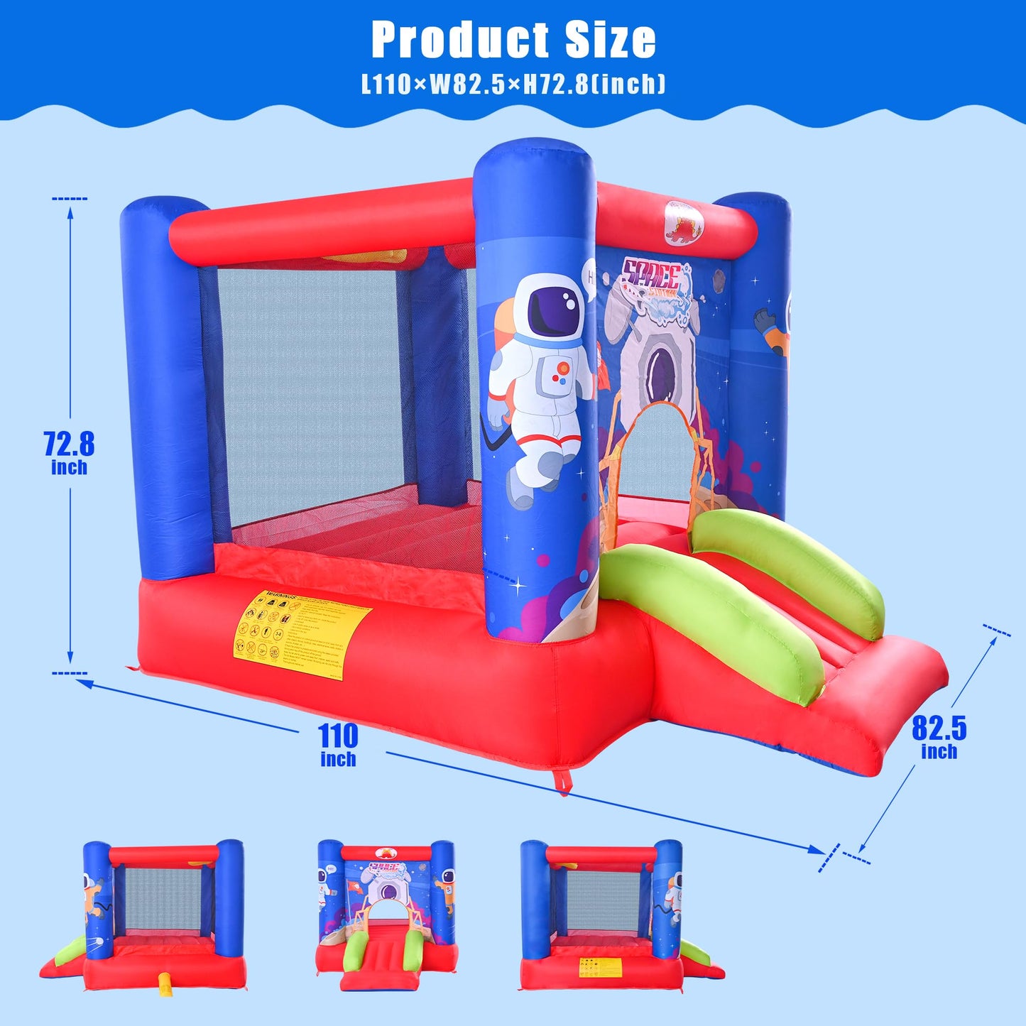 WELLFUNTIME Inflatable Bounce House Castle with Slide & Blower – 110 x 82.5 x 72.8 in