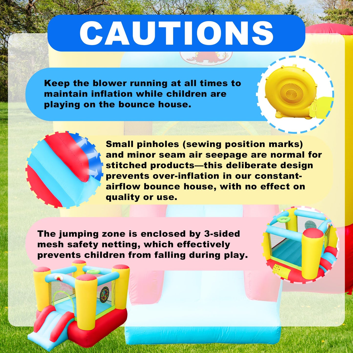 WELLFUNTIME Inflatable Bounce House Slide (100x77x63 in) — Kids Jumping Castle with UL Blower