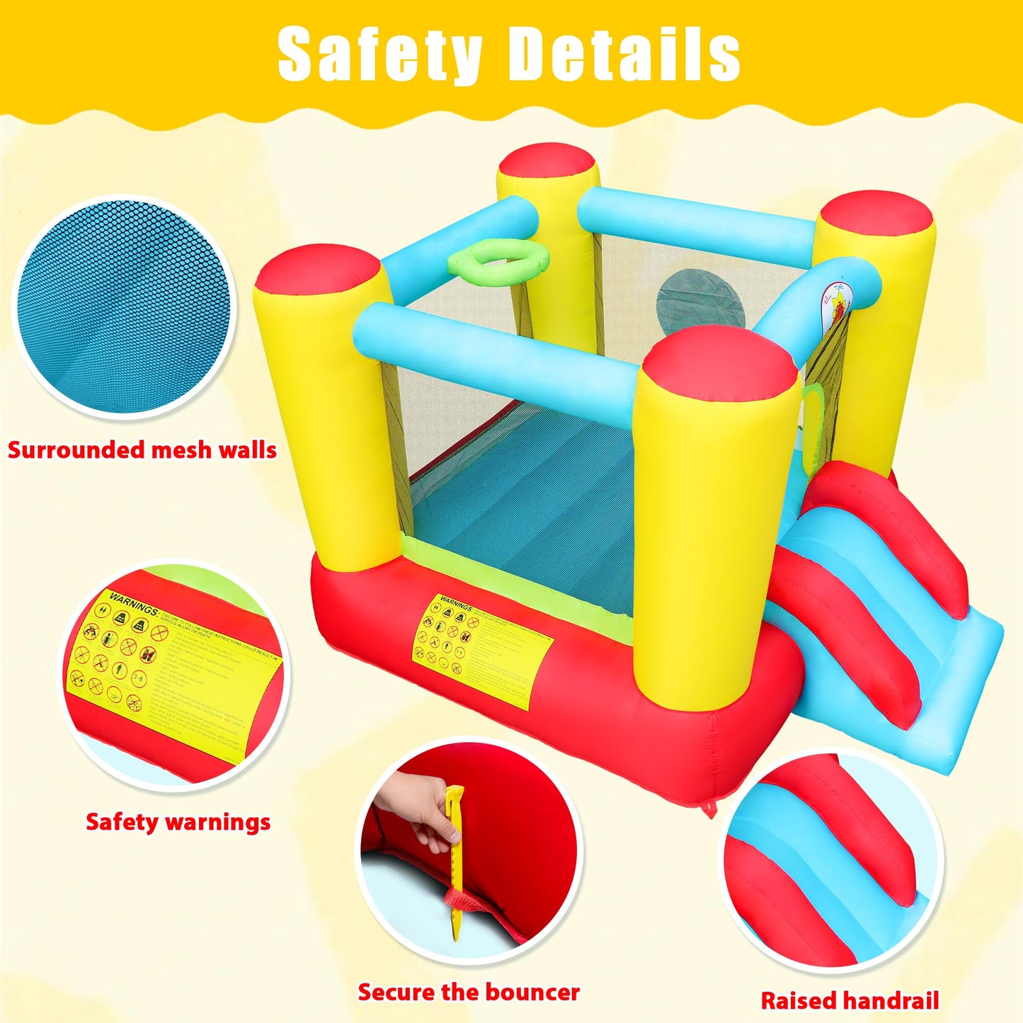 WELLFUNTIME Inflatable Bounce House Slide (100x77x63 in) — Kids Jumping Castle with UL Blower