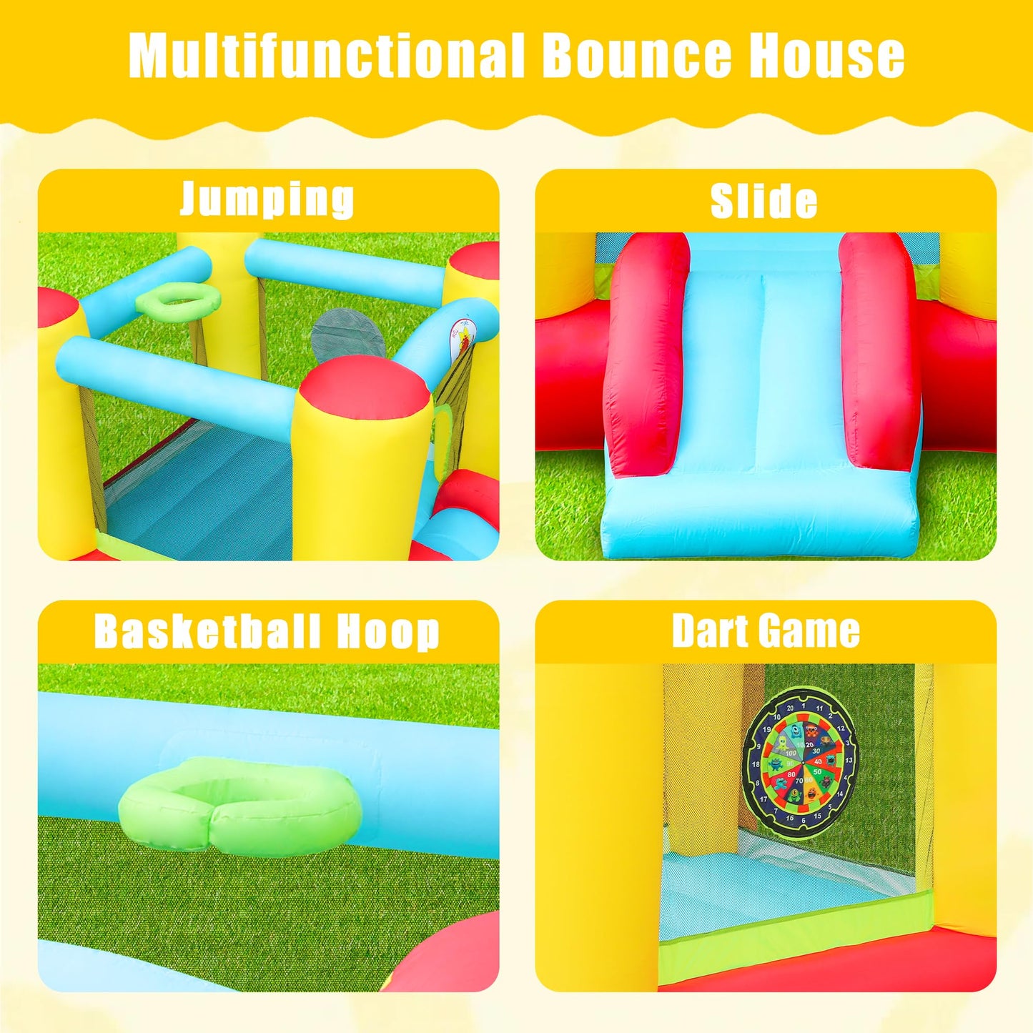 WELLFUNTIME Inflatable Bounce House Slide (100x77x63 in) — Kids Jumping Castle with UL Blower