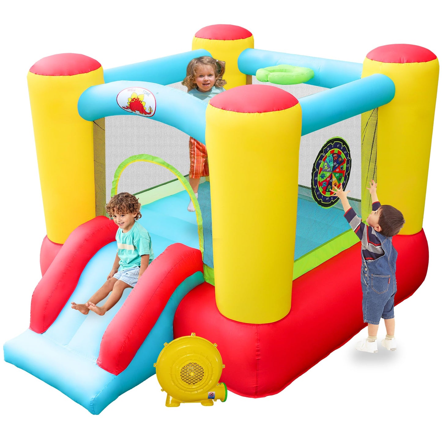 WELLFUNTIME Inflatable Bounce House Slide (100x77x63 in) — Kids Jumping Castle with UL Blower
