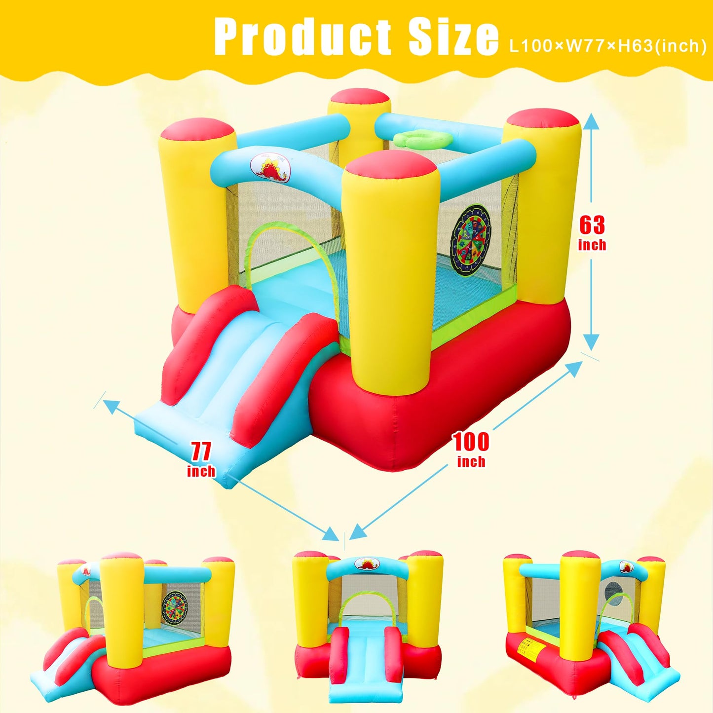 WELLFUNTIME Inflatable Bounce House Slide (100x77x63 in) — Kids Jumping Castle with UL Blower