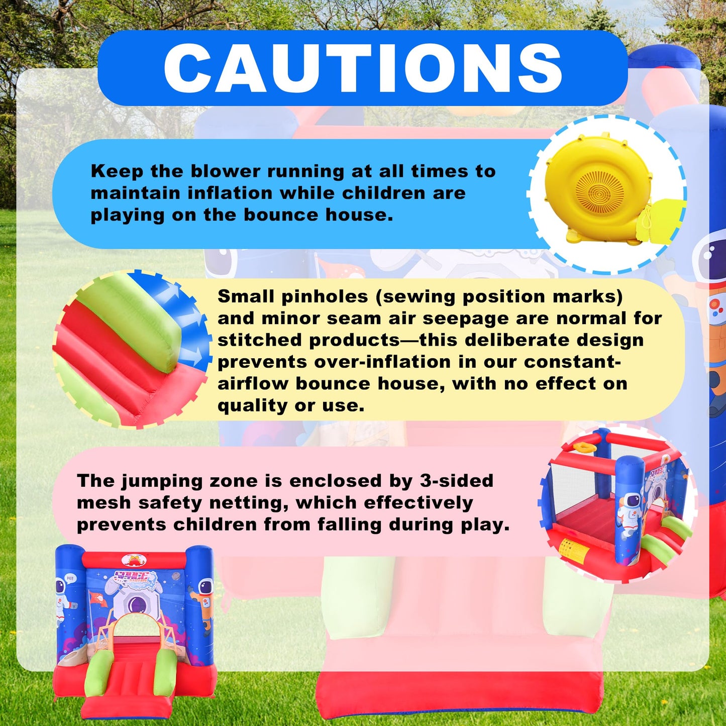 WELLFUNTIME Inflatable Bounce House Castle with Slide & Blower – 110 x 82.5 x 72.8 in