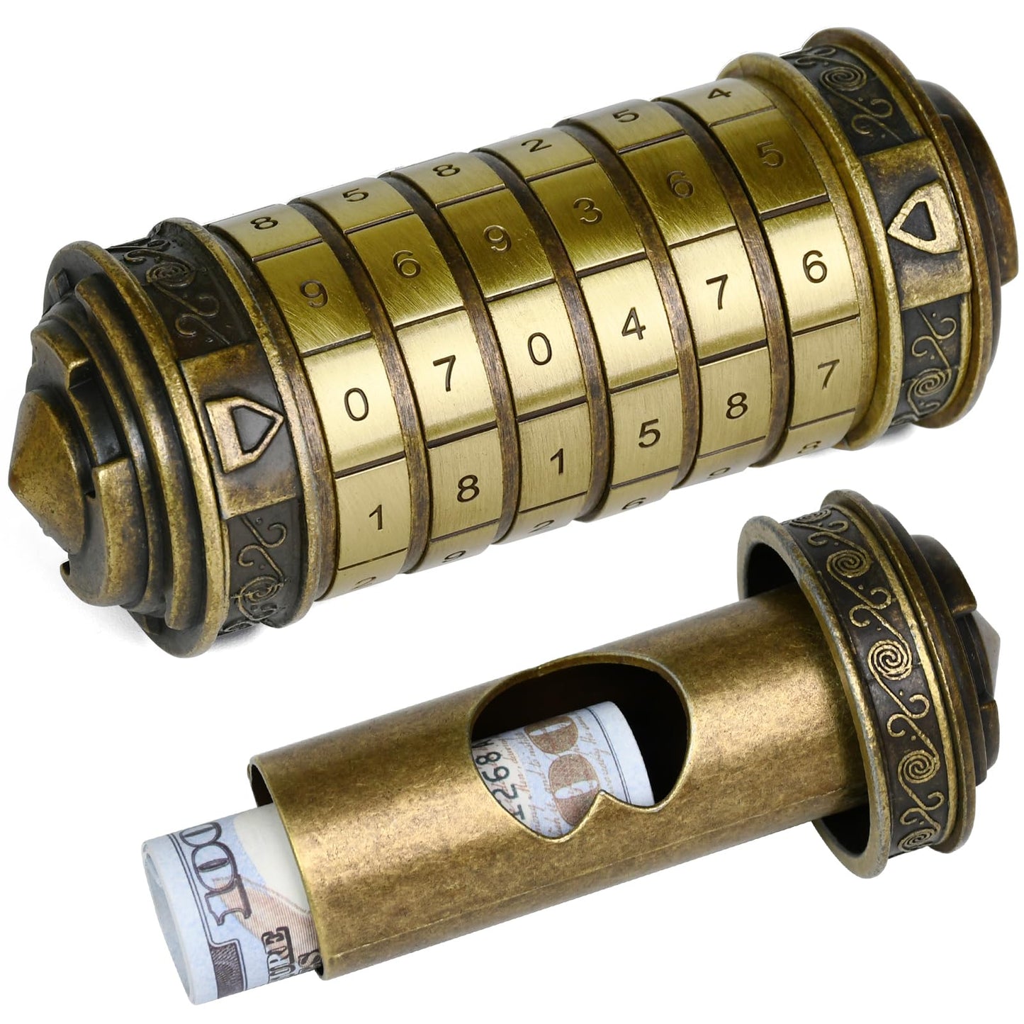 Wellsee Da Vinci Code Mini Numbers Cryptex Bronze – Puzzle Box with Hidden Compartment