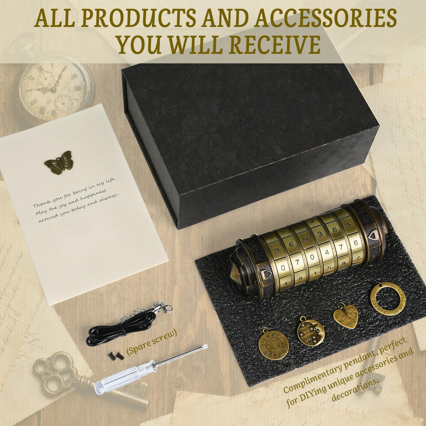 Wellsee Da Vinci Code Mini Numbers Cryptex Bronze – Puzzle Box with Hidden Compartment