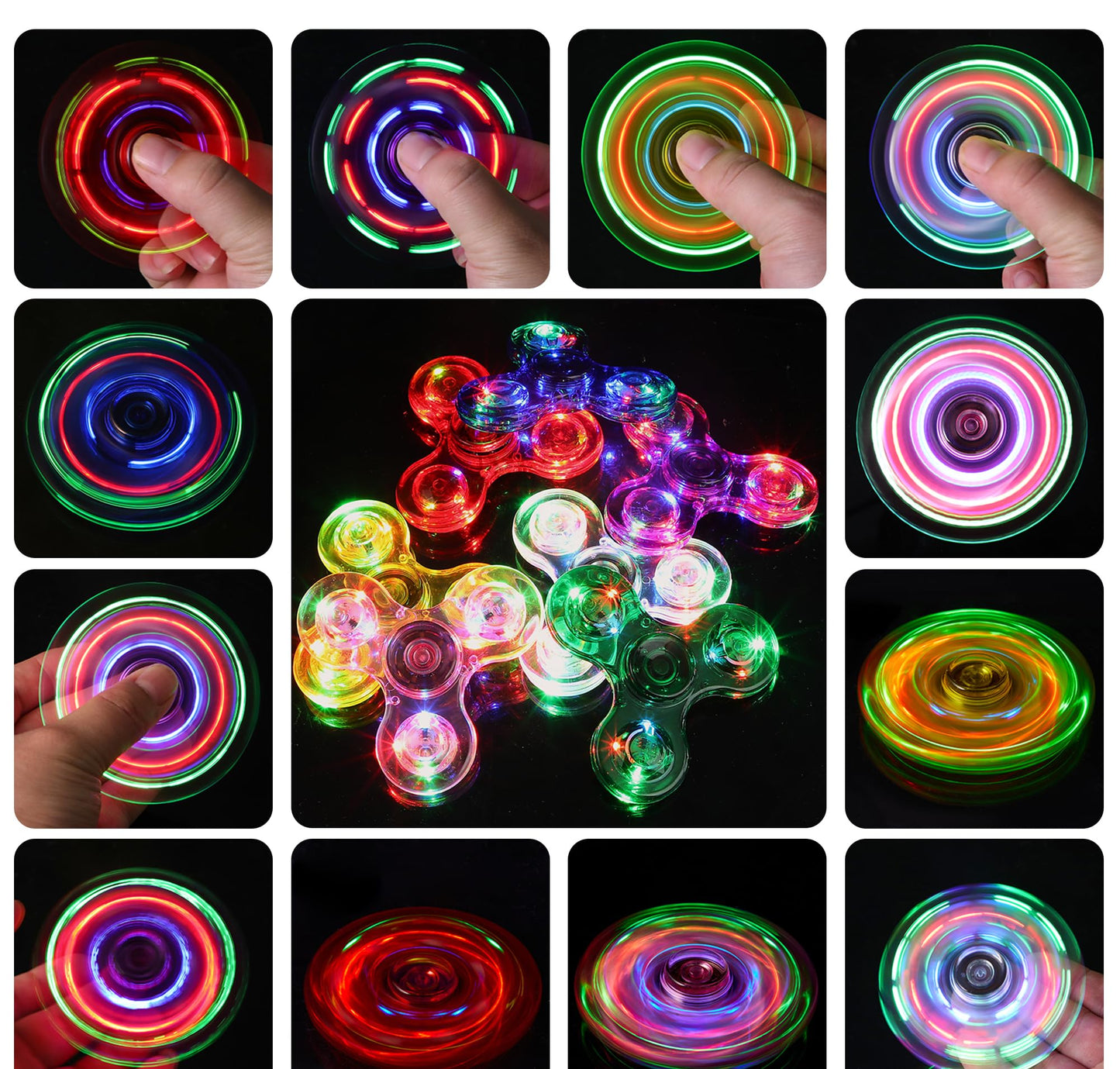 WELLVO LED Fidget Spinner – Glow-in-the-Dark Sensory Toy for Kids & Adults | Focus, Stress Relief, Portable