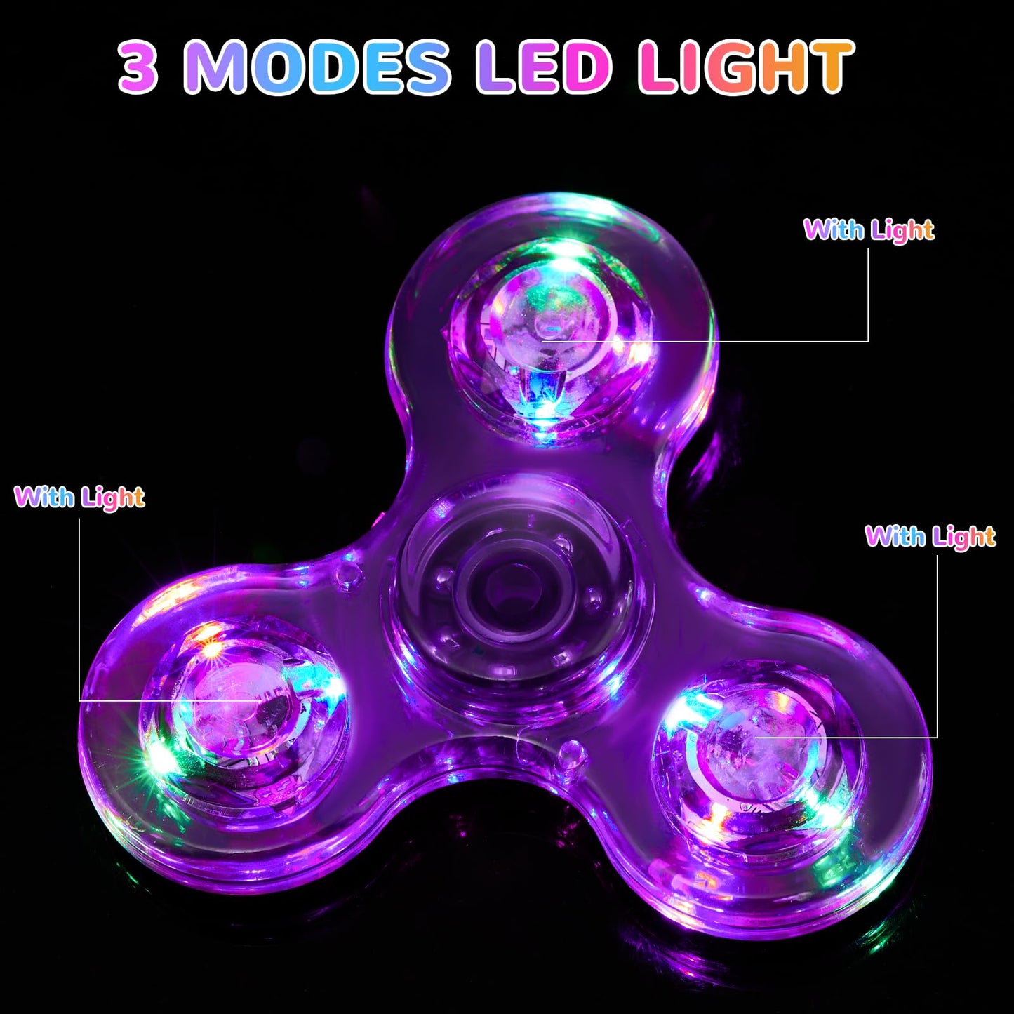 WELLVO LED Fidget Spinner – Glow-in-the-Dark Sensory Toy for Kids & Adults | Focus, Stress Relief, Portable