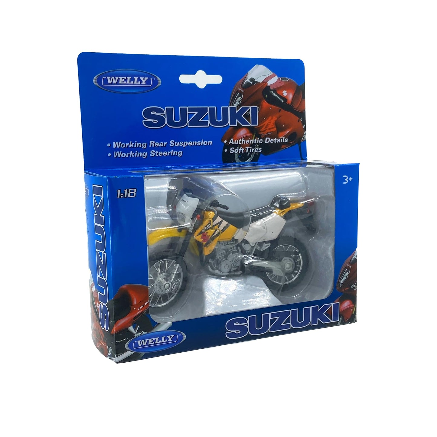 Welly Die Cast Motorcycle Yellow Suzuki DR-Z400S - 1:18 Scale | Collectible Diecast Bike