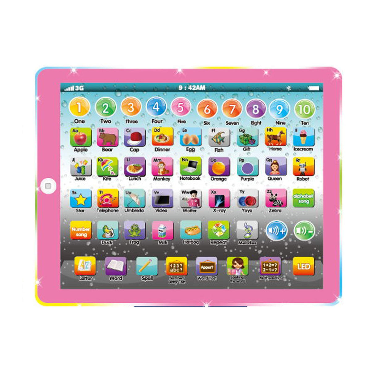 Wenbeier Kids Tablet Learning Pad – ABC, Words & Music for 3-5 Year Olds