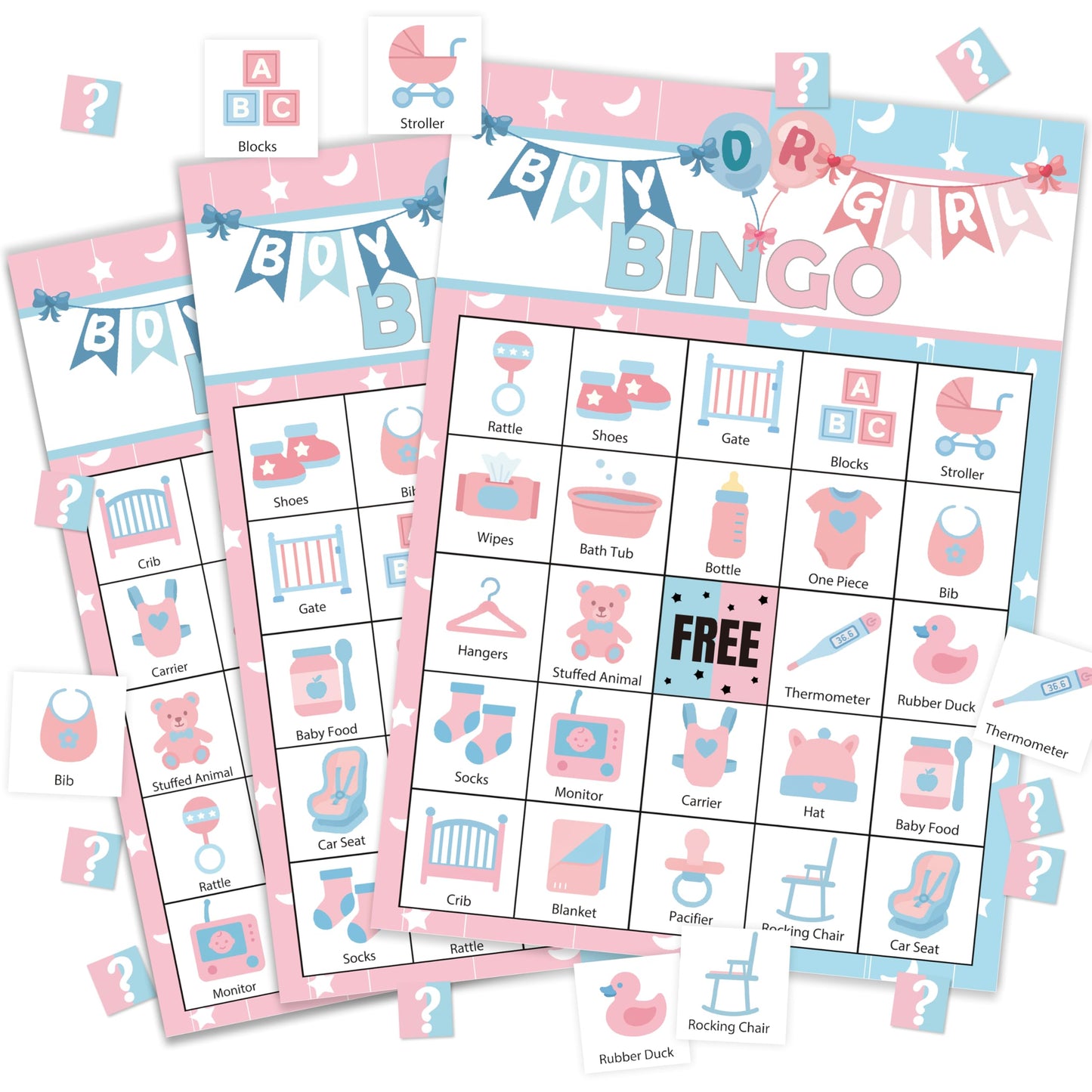 wenhihsiy Gender Reveal Bingo Cards – 24-Player Neutral Party Game for Baby Showers